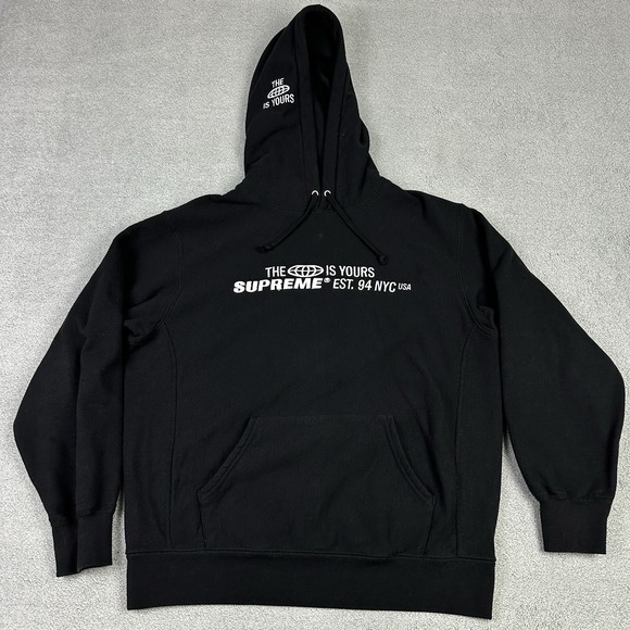 Supreme Other - SUPREME Hoodie Mens Small Black World Is Yours Sweatshirt Logo Embroidered READ